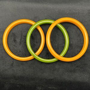 Vintage Bakelite butterscotch and Green Bangles